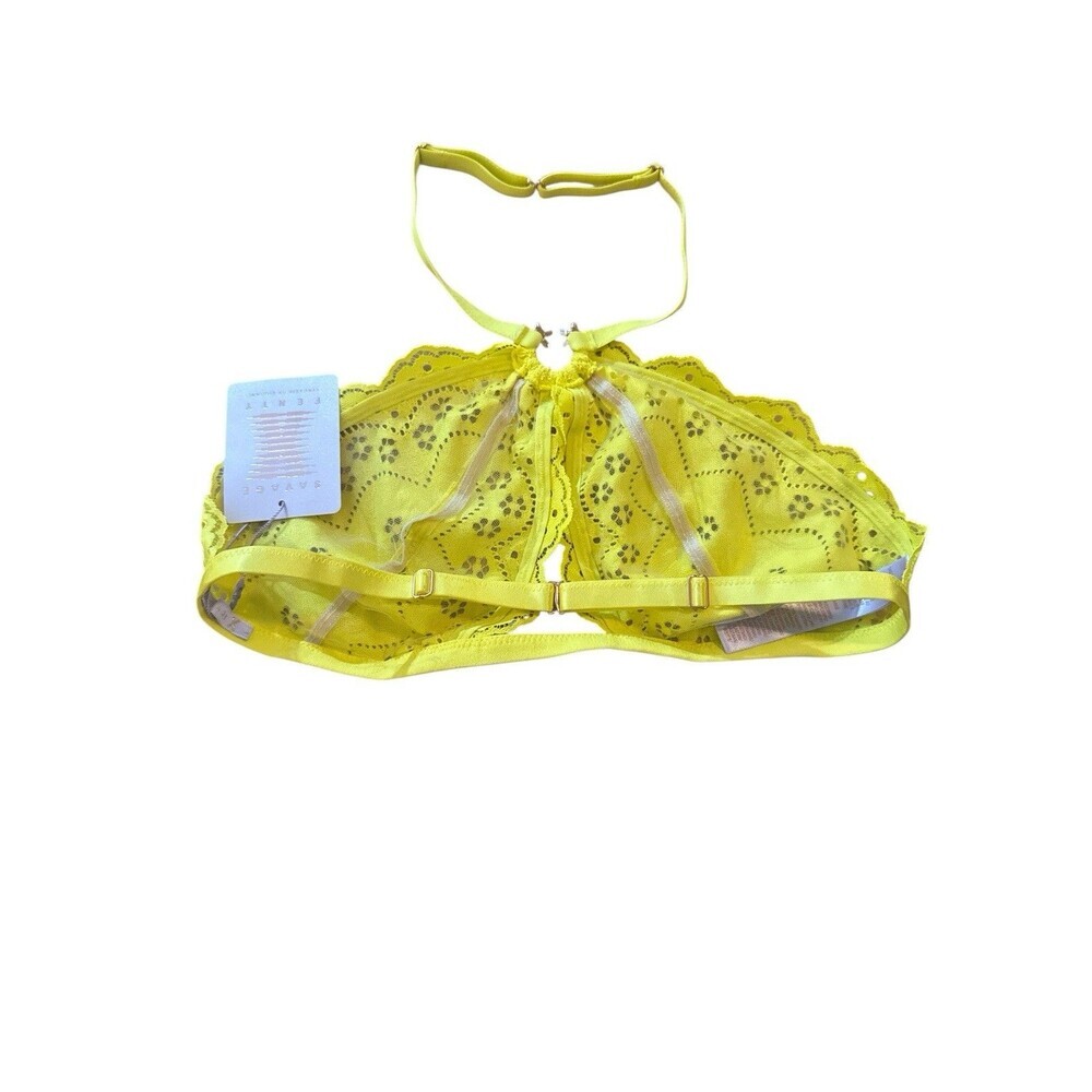 Savage X Fenty Neon Yellow Lace Halter Bralette Nwt Floral Eyelet Lingerie Large — image 4 of 4